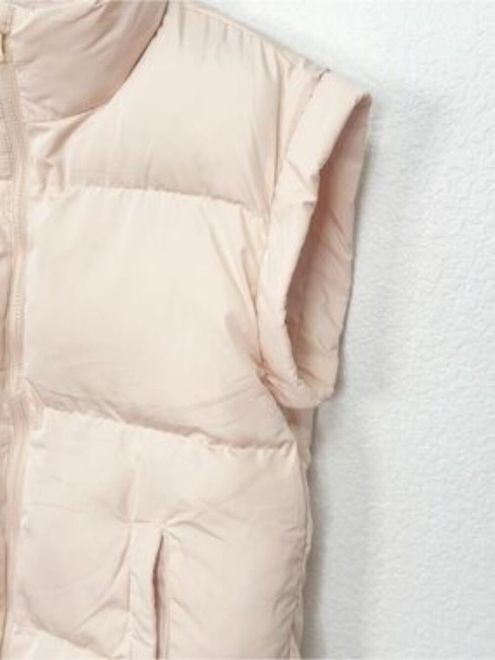 Miss Sparkling Beige Puffer Vest Quilted Zip Up Sleeveless Jacket Cozy Fall - Picture 7 of 8